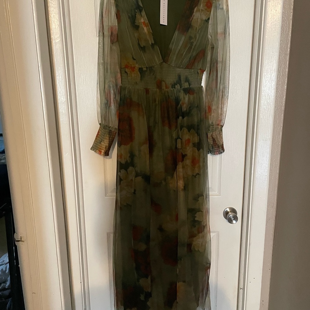 Baltic Born Green Floral Long Sleeve Dress